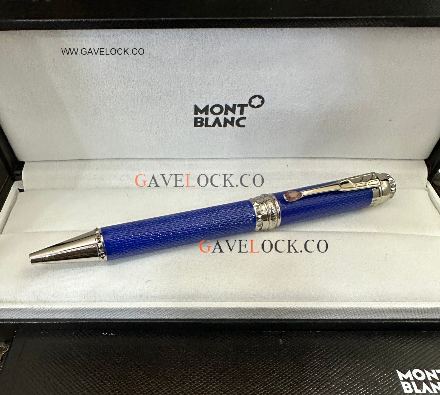 AAA Copy Mont blanc Blue & Silver Ballpoint Scipione Borghese